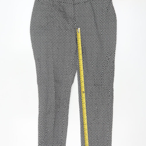 New Look Petite Black Geometric Slim Trousers Size 10