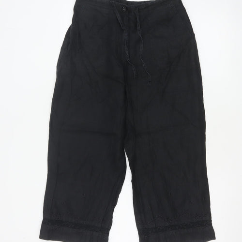 Marks and Spencer Women’s Black Linen Cropped Trousers Size 12