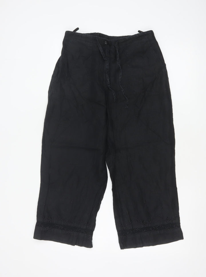 Marks and Spencer Women’s Black Linen Cropped Trousers Size 12