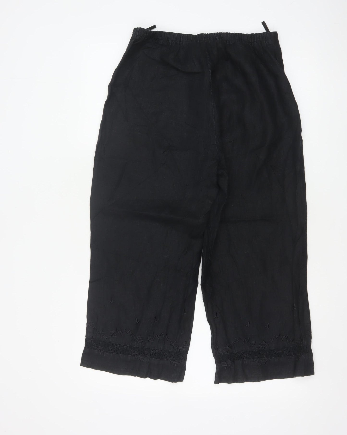 Marks and Spencer Women’s Black Linen Cropped Trousers Size 12