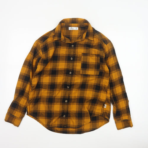 Hollister Women’s Yellow Plaid Flannel Button-Up Shirt XS