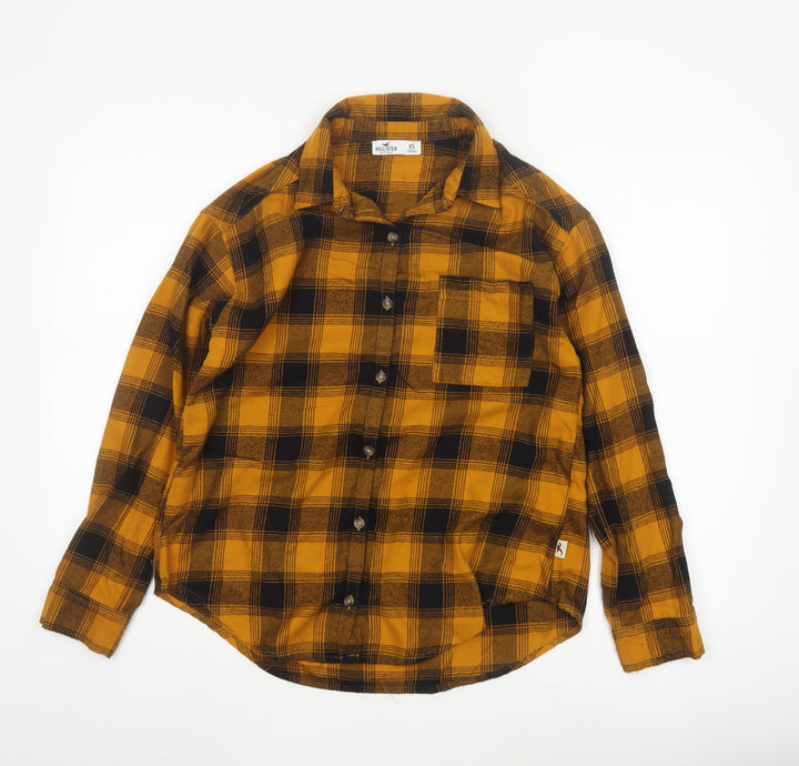 Hollister Women’s Yellow Plaid Flannel Button-Up Shirt XS