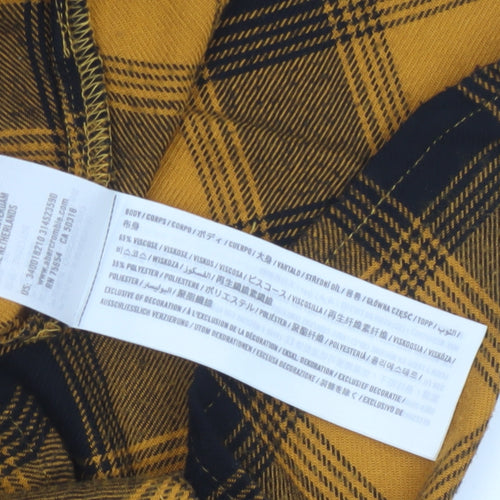 Hollister Women’s Yellow Plaid Flannel Button-Up Shirt XS