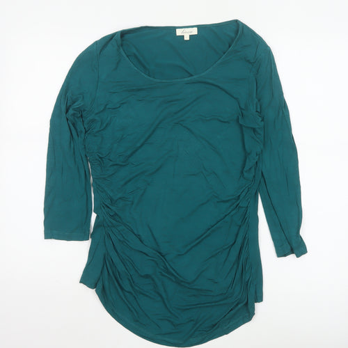 Linea Women’s Green Tunic Stretch Jersey Top L 3/4 Sleeve