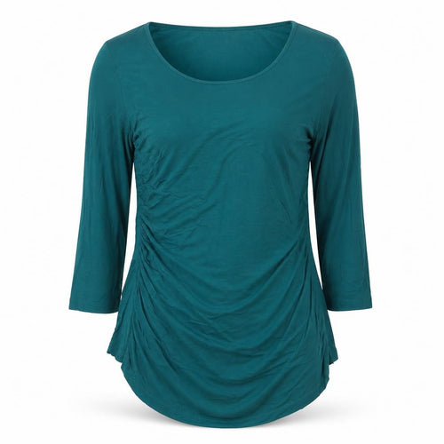 Linea Women’s Green Tunic Stretch Jersey Top L 3/4 Sleeve