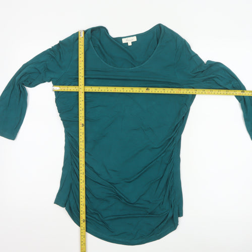 Linea Women’s Green Tunic Stretch Jersey Top L 3/4 Sleeve