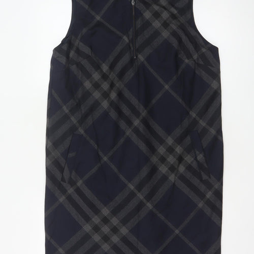 Next Women Blue Check Sleeveless Shift Dress Size 14