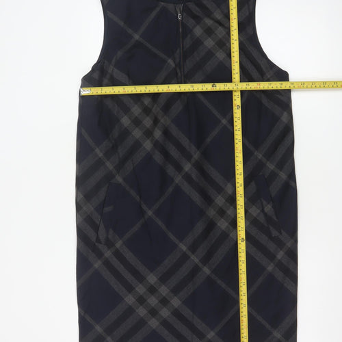 Next Women Blue Check Sleeveless Shift Dress Size 14
