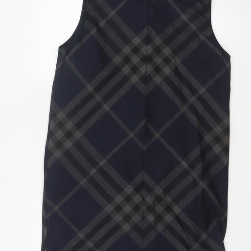 Next Women Blue Check Sleeveless Shift Dress Size 14