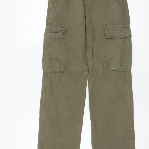 Stradivarius Womens Green Cargo Trousers Size 4 Cotton Twill Pants