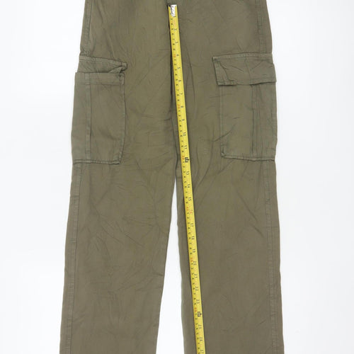 Stradivarius Womens Green Cargo Trousers Size 4 Cotton Twill Pants