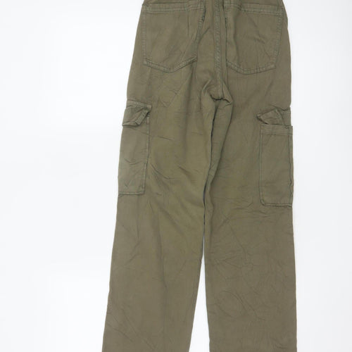 Stradivarius Womens Green Cargo Trousers Size 4 Cotton Twill Pants