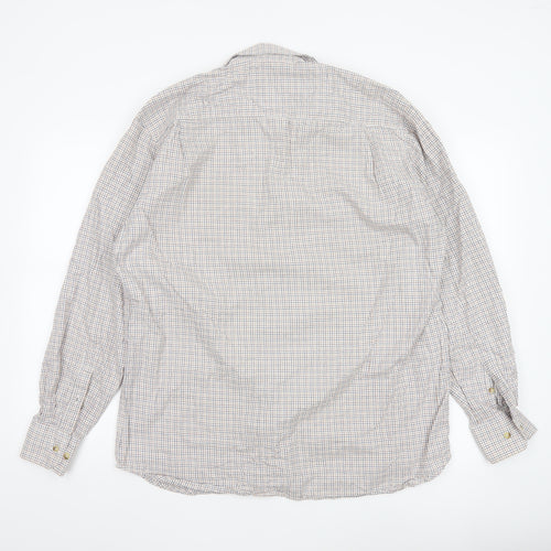 Harvey Parker Men's Beige Check Cotton Button-Up Shirt L