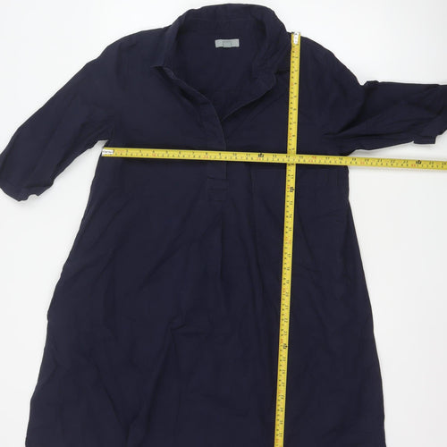 COS Women Blue Cotton Collared Shirt Dress Size 10