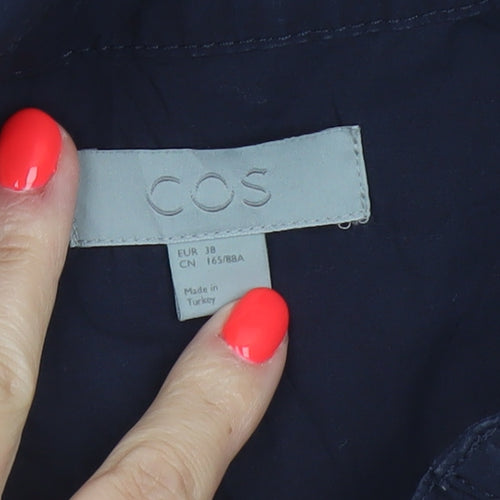 COS Women Blue Cotton Collared Shirt Dress Size 10