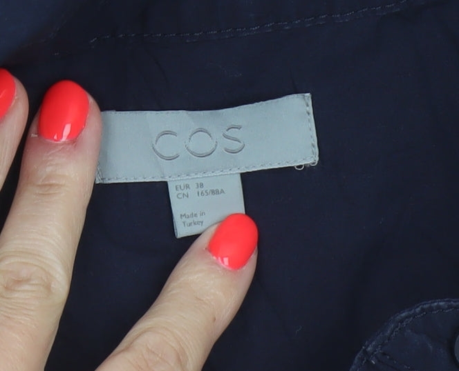 COS Women Blue Cotton Collared Shirt Dress Size 10