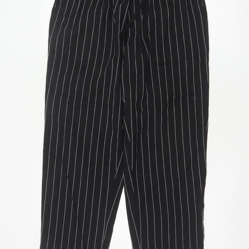 Zanzea Women’s Black Striped Cropped Trousers L Cotton Blend