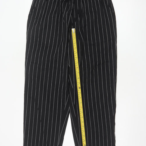 Zanzea Women’s Black Striped Cropped Trousers L Cotton Blend