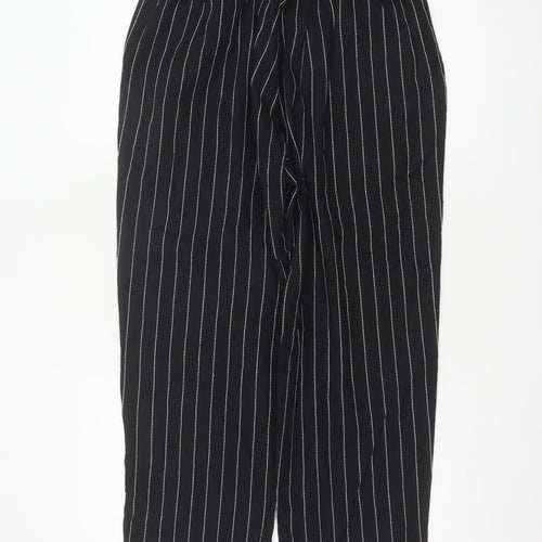 Zanzea Women’s Black Striped Cropped Trousers L Cotton Blend