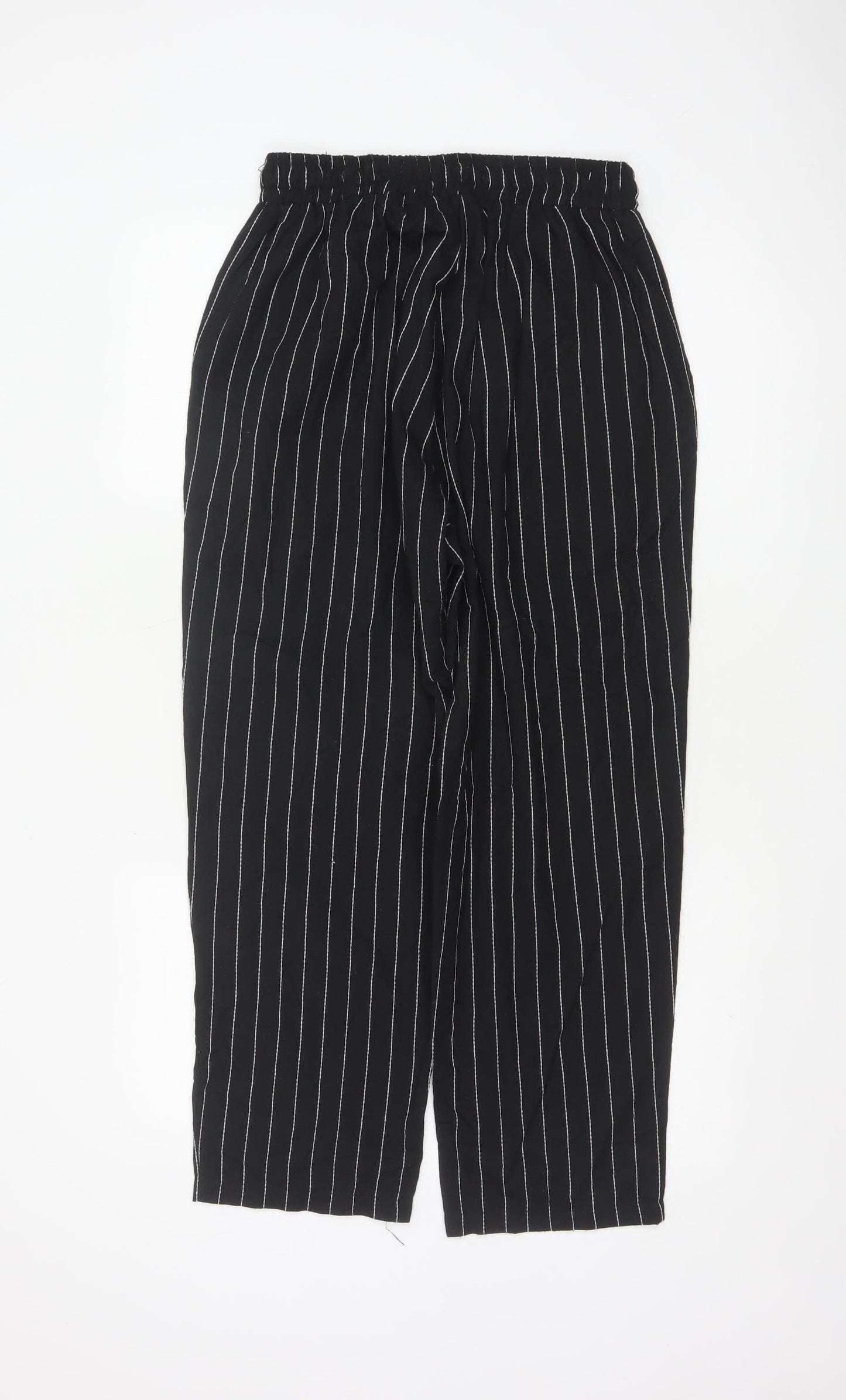 Zanzea Women’s Black Striped Cropped Trousers L Cotton Blend