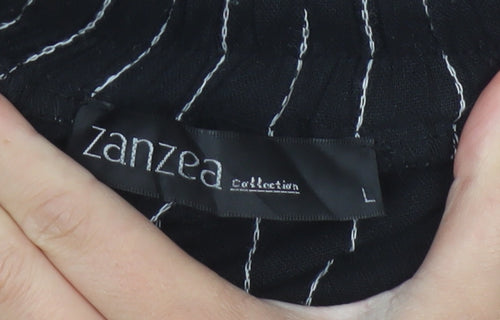 Zanzea Women’s Black Striped Cropped Trousers L Cotton Blend