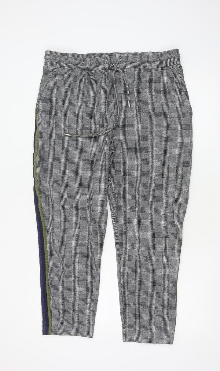 Maeve Anthropologie Women's Grey Check Jogger Trousers L