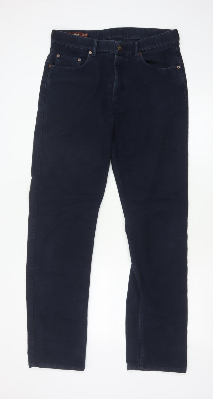 Marlboro Classics Men's Blue Chino Trousers Size L 34x34 Regular Fit