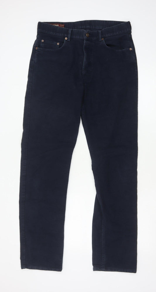 Marlboro Classics Men's Blue Chino Trousers Size L 34x34 Regular Fit