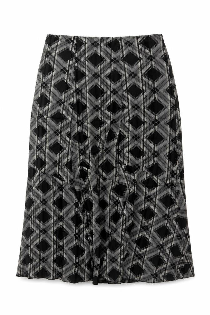 Marks and Spencer Per Una Women's Black Geometric A-Line Midi Skirt Size 18L