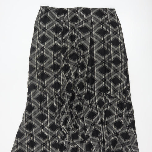 Marks and Spencer Per Una Women's Black Geometric A-Line Midi Skirt Size 18L