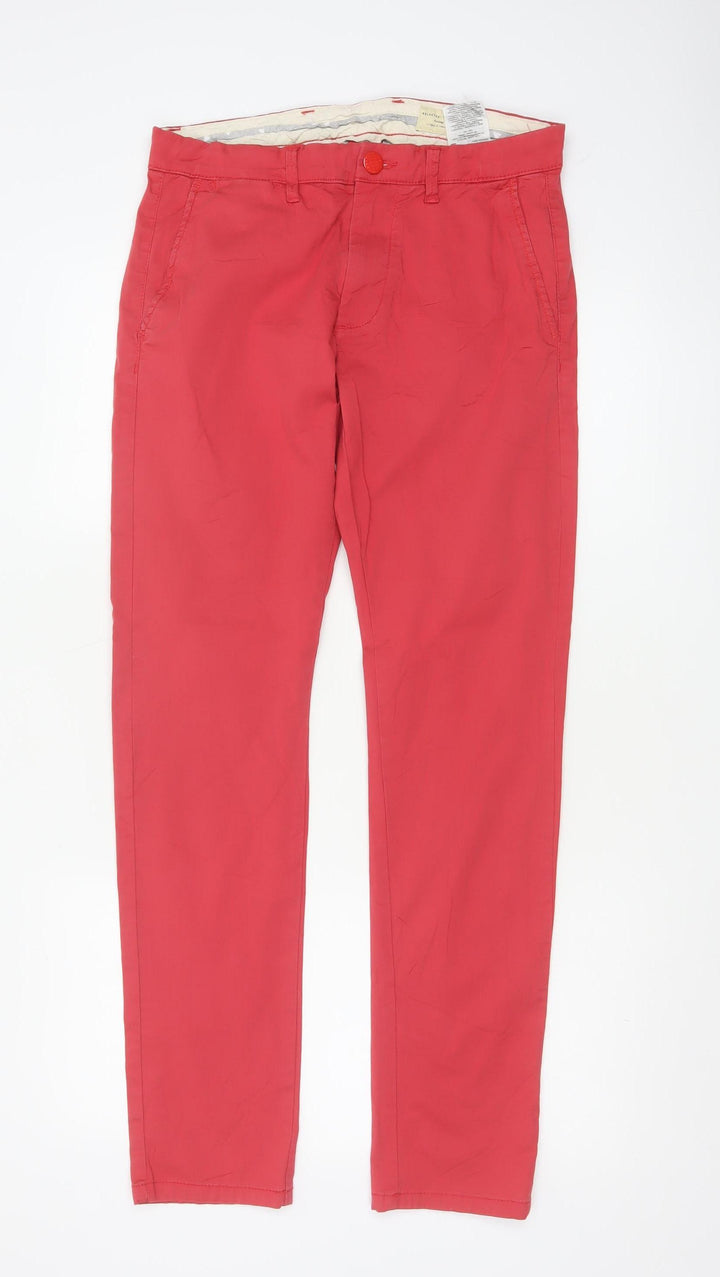 SELECTED HOMME Men's Red Slim Fit Chino Trousers W31 L32