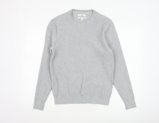 Marks and Spencer Mens Grey Cotton Blend Crew Neck Jumper Size S