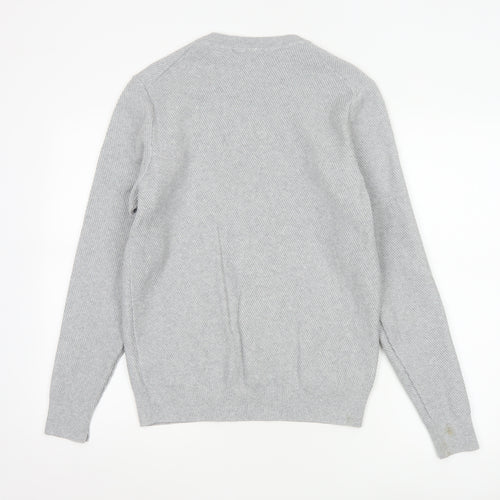 Marks and Spencer Mens Grey Cotton Blend Crew Neck Jumper Size S