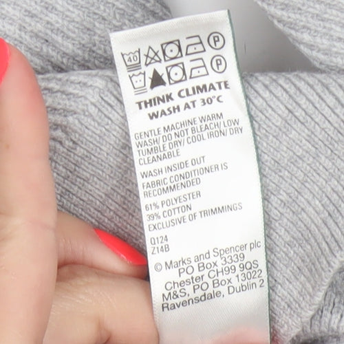 Marks and Spencer Mens Grey Cotton Blend Crew Neck Jumper Size S