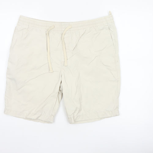 Marks and Spencer Men's Beige L Sweat Shorts with Drawstring Waist