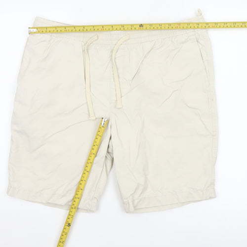 Marks and Spencer Men's Beige L Sweat Shorts with Drawstring Waist