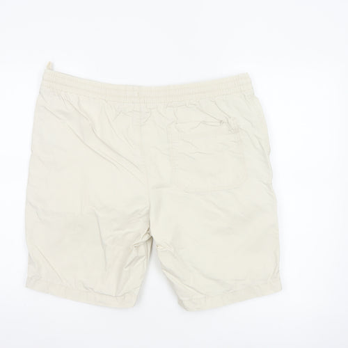 Marks and Spencer Men's Beige L Sweat Shorts with Drawstring Waist