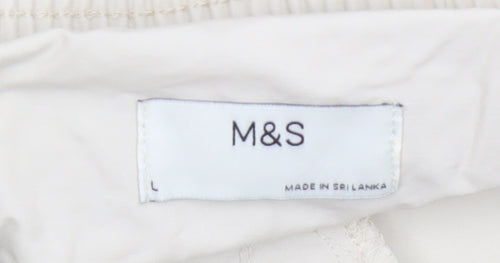 Marks and Spencer Men's Beige L Sweat Shorts with Drawstring Waist