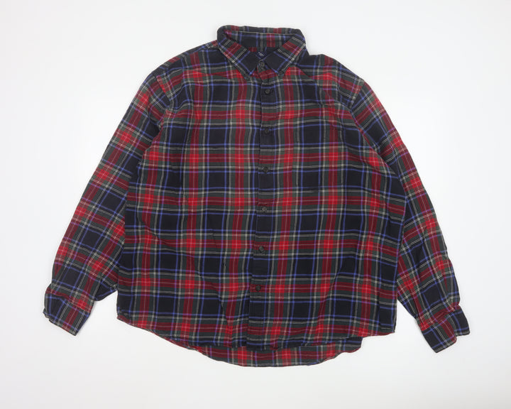 Lands' End Men's Multicoloured Plaid Flannel Shirt XL Regular Fit