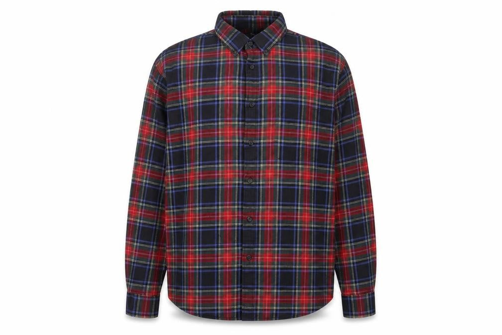 Front view of Lands' End Men's Multicoloured Plaid Flannel Shirt XL Regular Fit