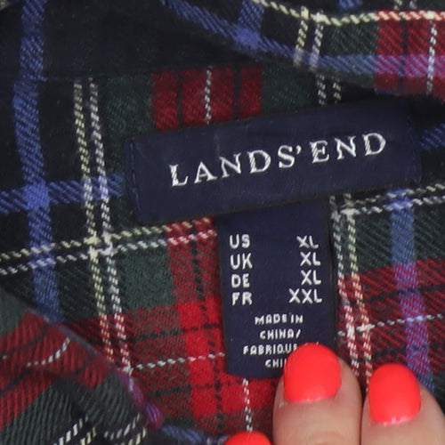 Lands' End Men's Multicoloured Plaid Flannel Shirt XL Regular Fit