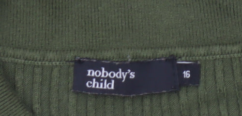 Nobody’s Child Women Green Ribbed Polo Top UK 16 Short Sleeve