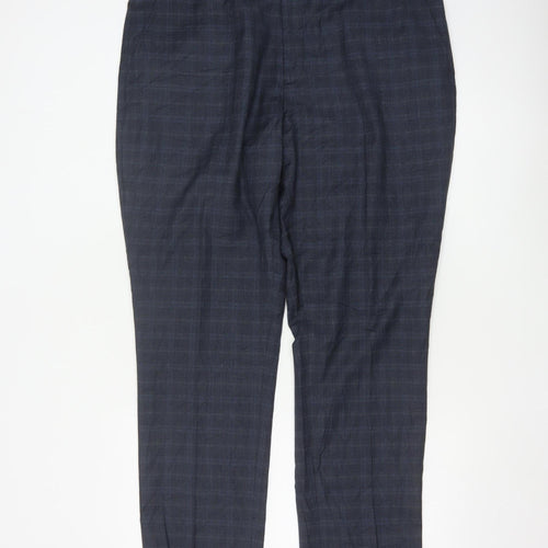 Fellini Men's Blue Check Formal Dress Trousers 40R