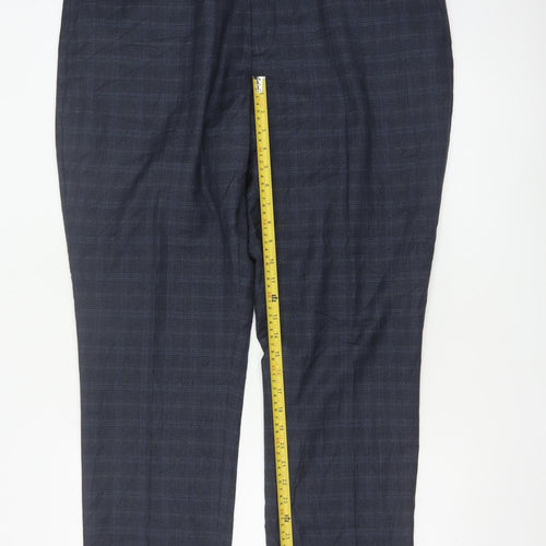 Fellini Men's Blue Check Formal Dress Trousers 40R