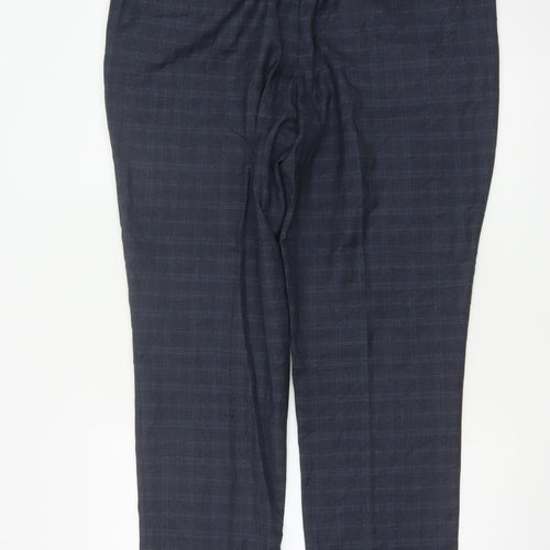 Fellini Men's Blue Check Formal Dress Trousers 40R
