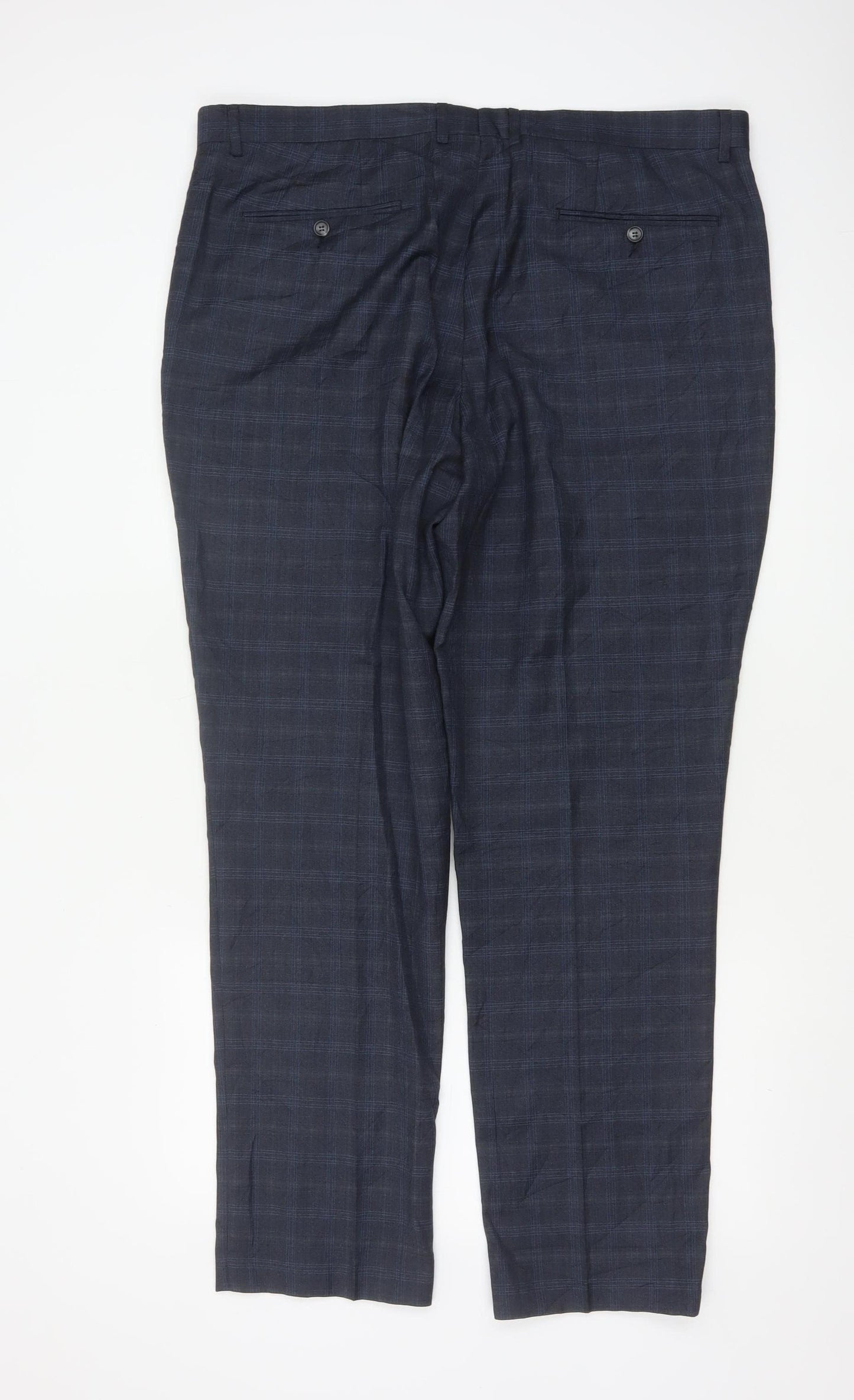 Fellini Men's Blue Check Formal Dress Trousers 40R