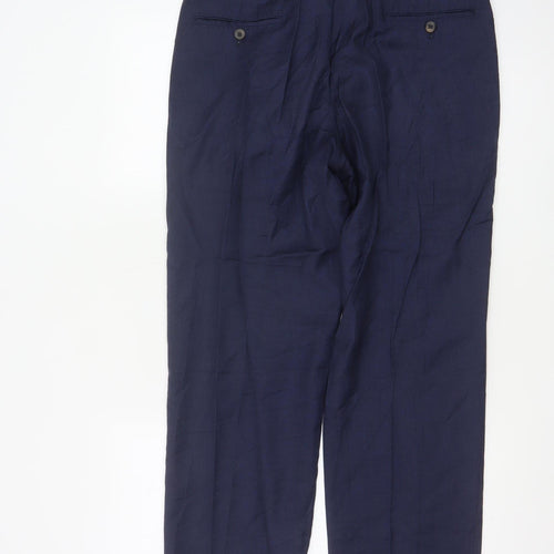 Marks and Spencer Men’s Blue Wool Regular Fit Trousers 32W 29L