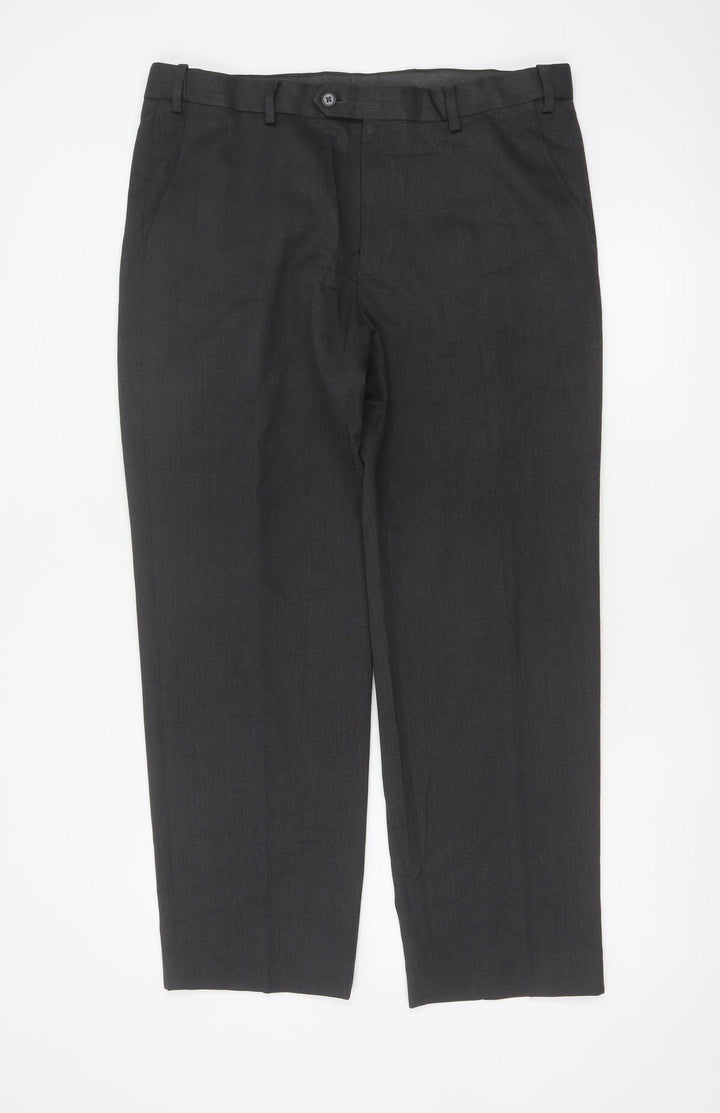 Marks and Spencer Men's Grey Regular Fit Dress Trousers 36W 29L