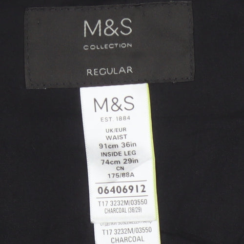 Marks and Spencer Men's Grey Regular Fit Dress Trousers 36W 29L