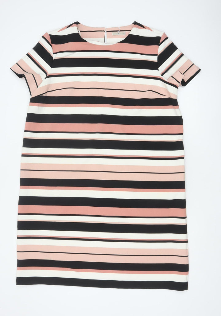 Tu Women’s Multicoloured Striped Shift Dress Size 20 Short Sleeve